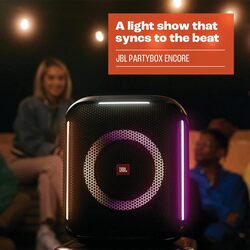 JBL Partybox Encore Portable Party Speaker with Digital Wireless Mic, 100W Powerful Sound, Dynamic Light Show, IPX Splash Proof, 10 Hours of Playtime, Multisource Playback Black